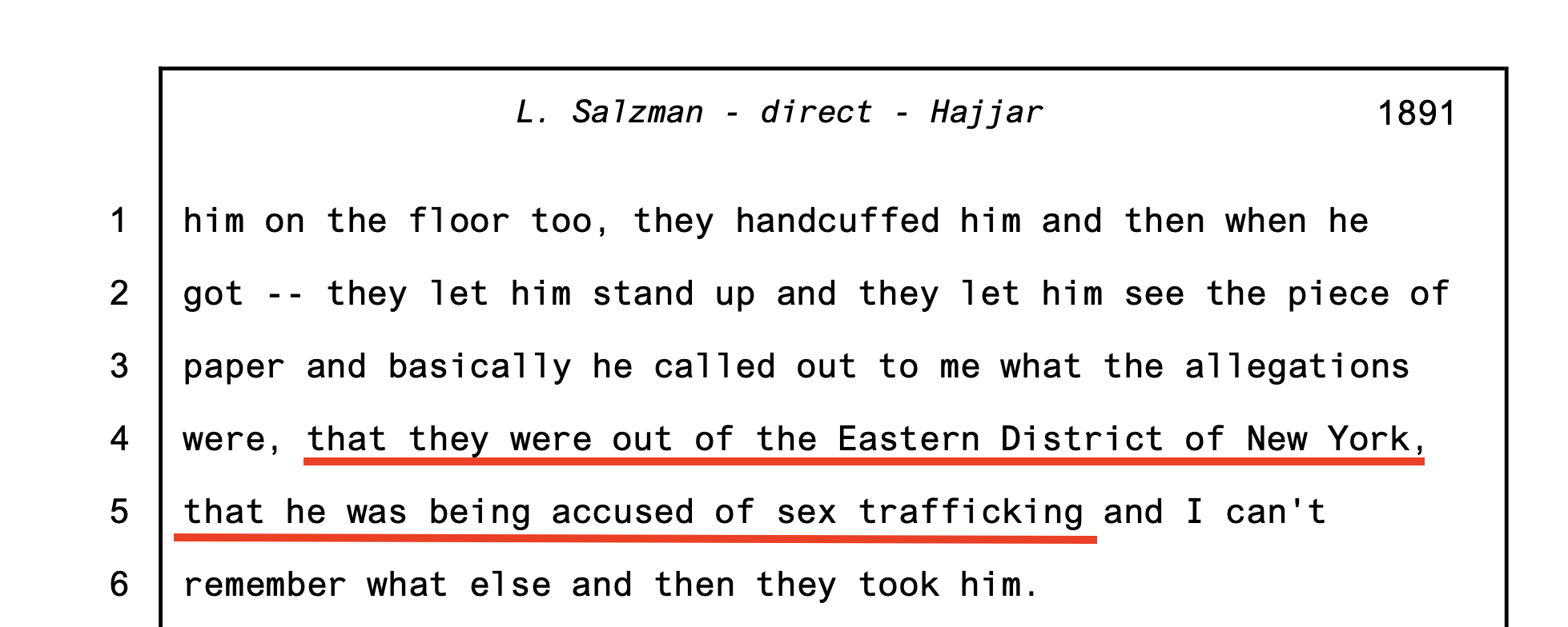 Lauren Salzman trial testimony — Mexican authorities presented Raniere with the EDNY charges on March 25, 2018, one day before the court unsealed them