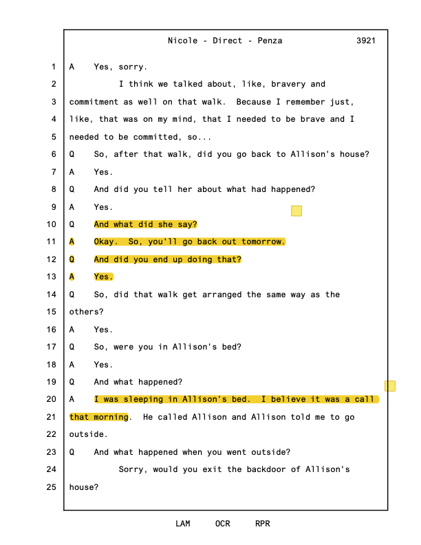 Nicole Tr. 3921 — Allison's bed
