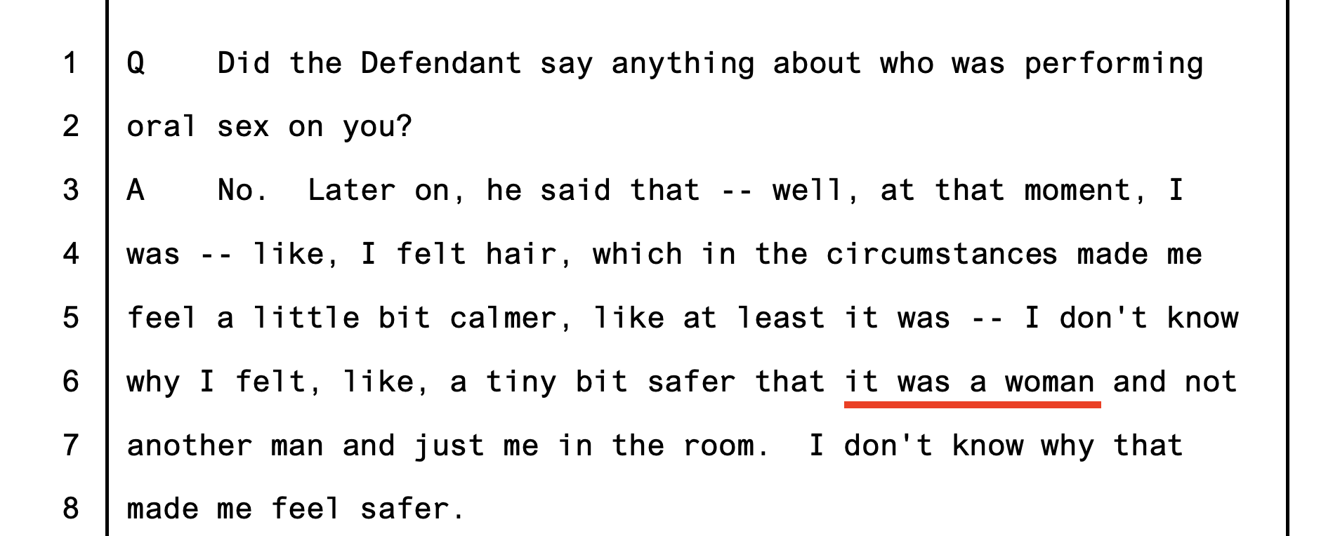 Nicole testimony — a woman, not Raniere, Tr. 3929