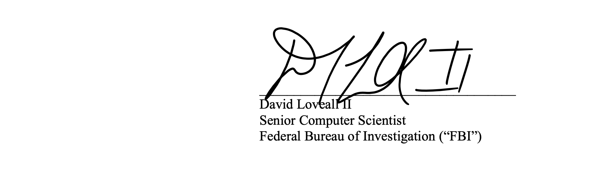 Loveall report signature page — no date